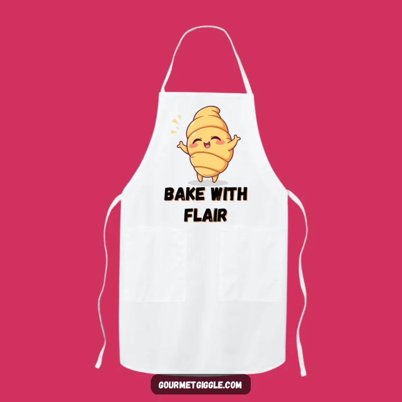 Funny Croissant Apron: Winking Chef, Dancing Pastry, Kitchen Gift