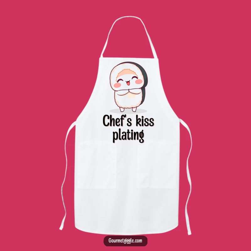 Funny Sushi Bow Apron: Smiling Roll for Kitchen Fun