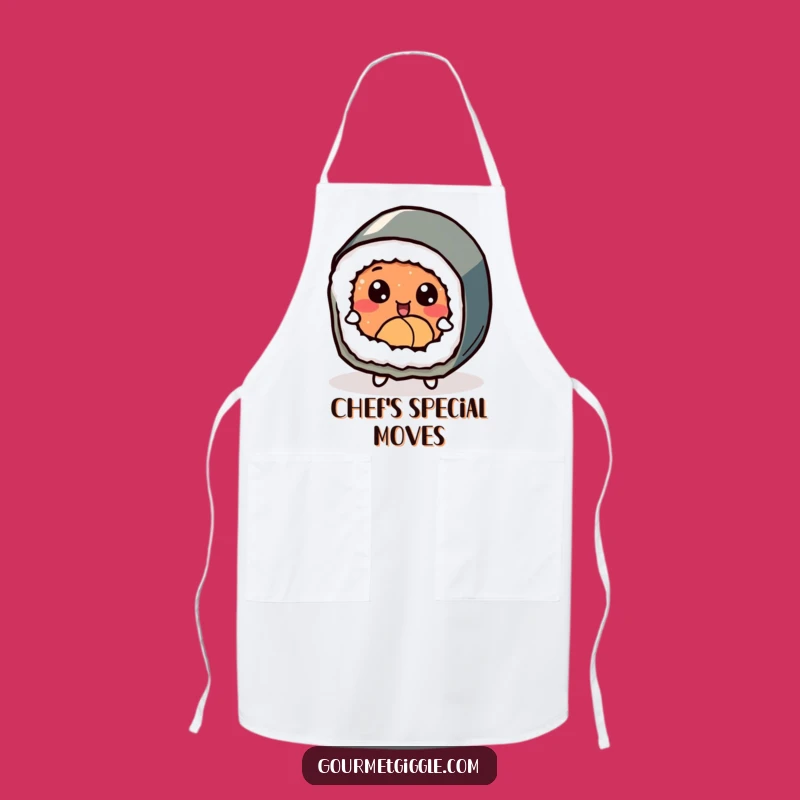 Funny Dancing Sushi Roll Apron - Foodie Bib for Cheerful Cooks