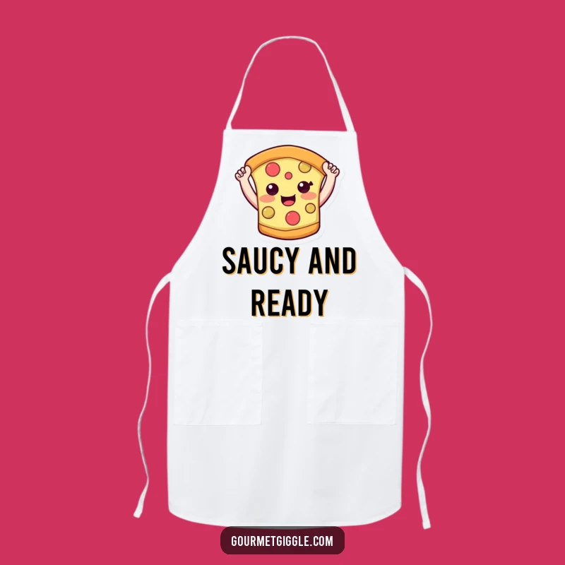 Funny Pizza Slice Apron: Smiling Arms High - Cook Up Some Hilarious Meals!