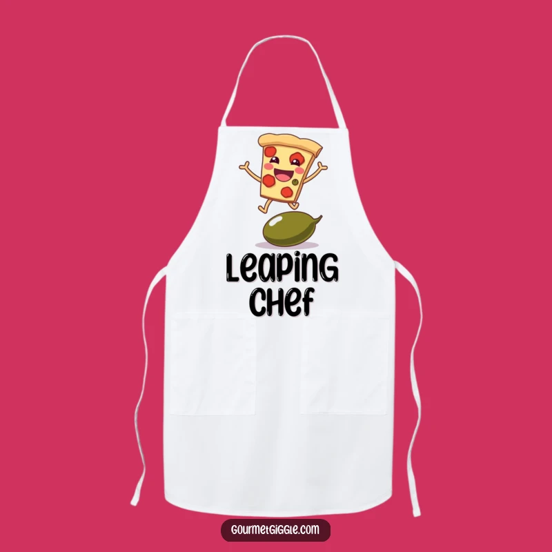 Funny Pizza Leap Apron - Cook Up a Storm with a Grinning Slice