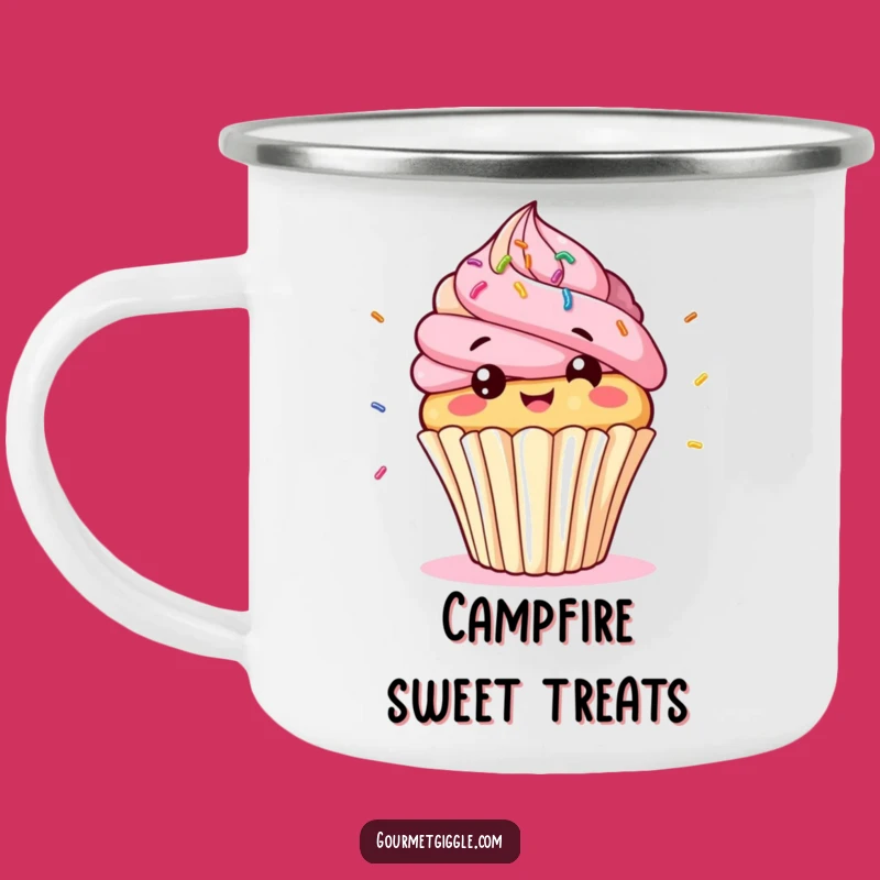 Funny Cupcake Giggle Camping Mug: Bobbing Character for Sweet Adventures