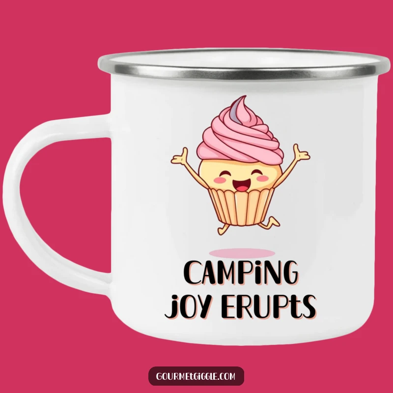 Funny Cupcake Leap Camping Mug: Durable & Joyful Dessert Drinkware