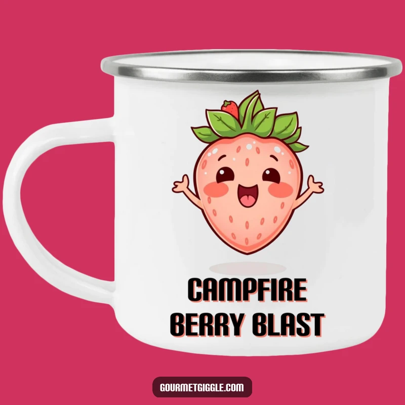 Funny Bouncing Strawberry Camping Mug - Fruity Cup for Cheerful Adventures