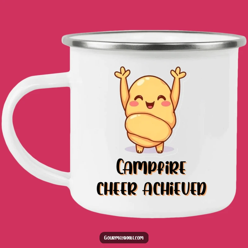 Funny Croissant Cheer Camping Mug: Enjoy Coffee with a Pastry