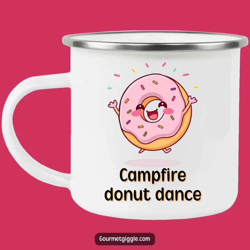 Funny Donut Jig Camping Mug: Durable Sprinkles Flying - Your Hilarious Outdoor Treat!