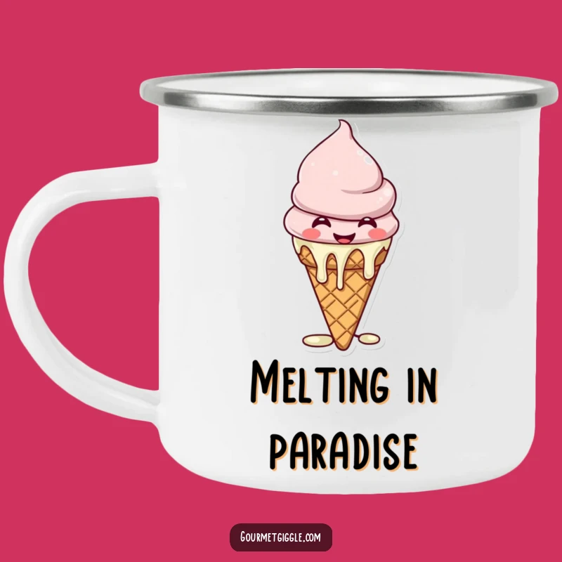 Funny Ice Cream Camping Mug - Giggling Drips, Sweet Adventure Funny Gift