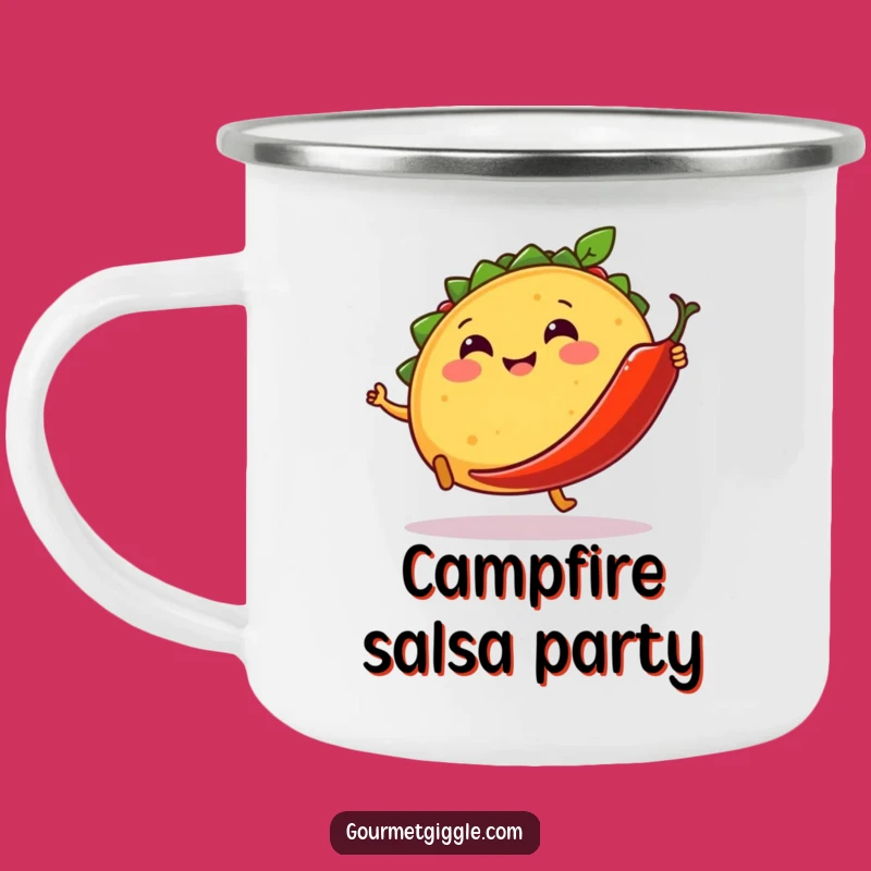 Funny Taco & Chili Camping Mug: Fiesta Adventure - Outdoor Humor Gift
