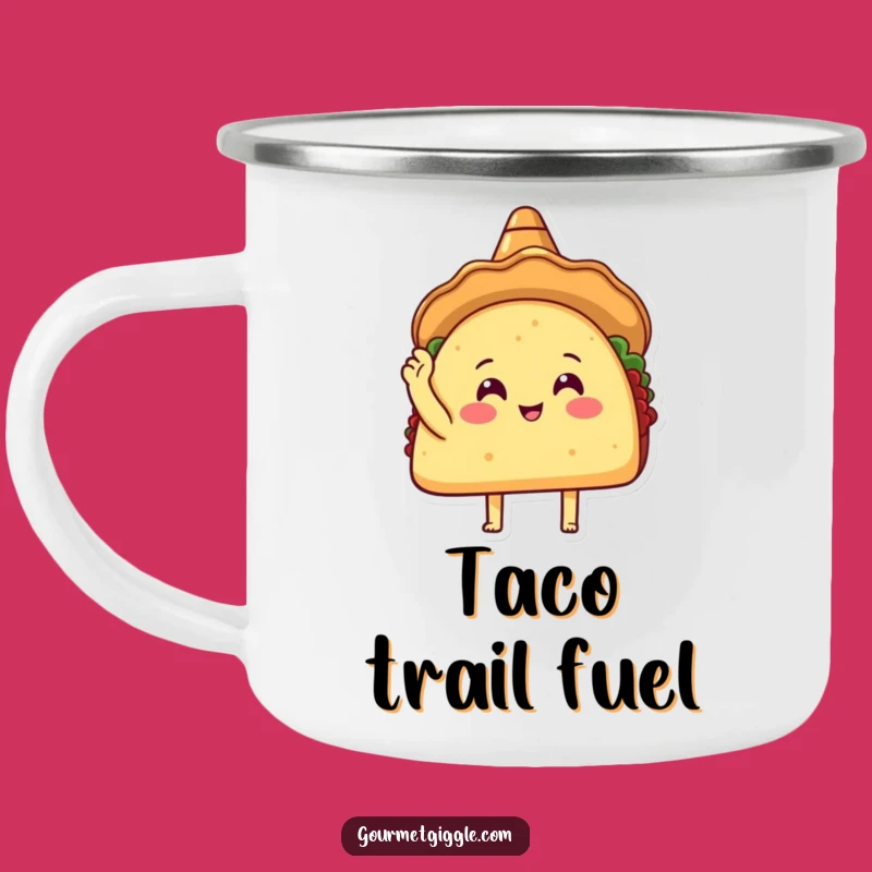 Funny Taco Sombrero Camping Mug - Happy Taco Tapping Shell, Rugged Funny Outdoor Gift