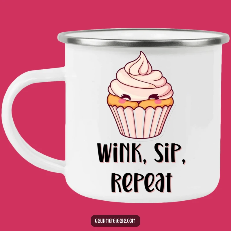 Funny Winking Cupcake Camping Mug: Durable Frosting Swirl Mug - Outdoor Treat Gift