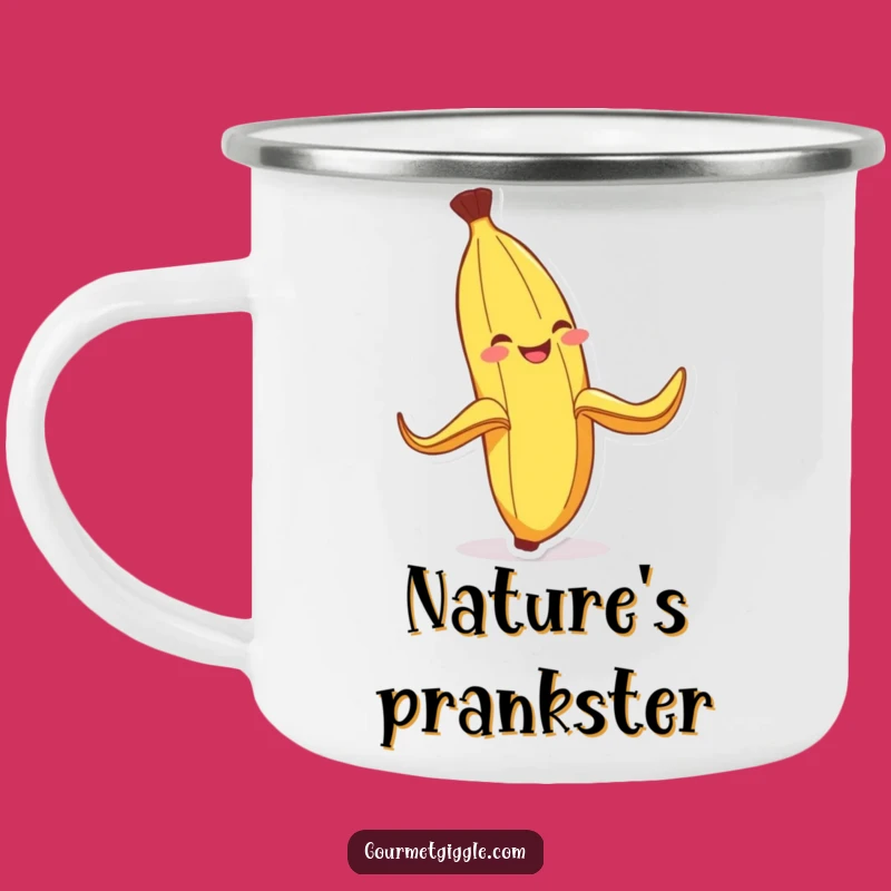 Funny Banana Peel Camping Mug: Trailside Giggles with Classic Humor