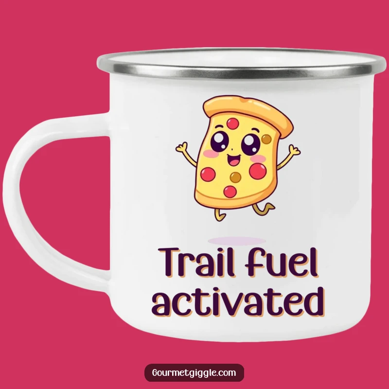 Funny Happy Pizza Camping Mug, Fuel Your Adventures with Cheesy Cheer