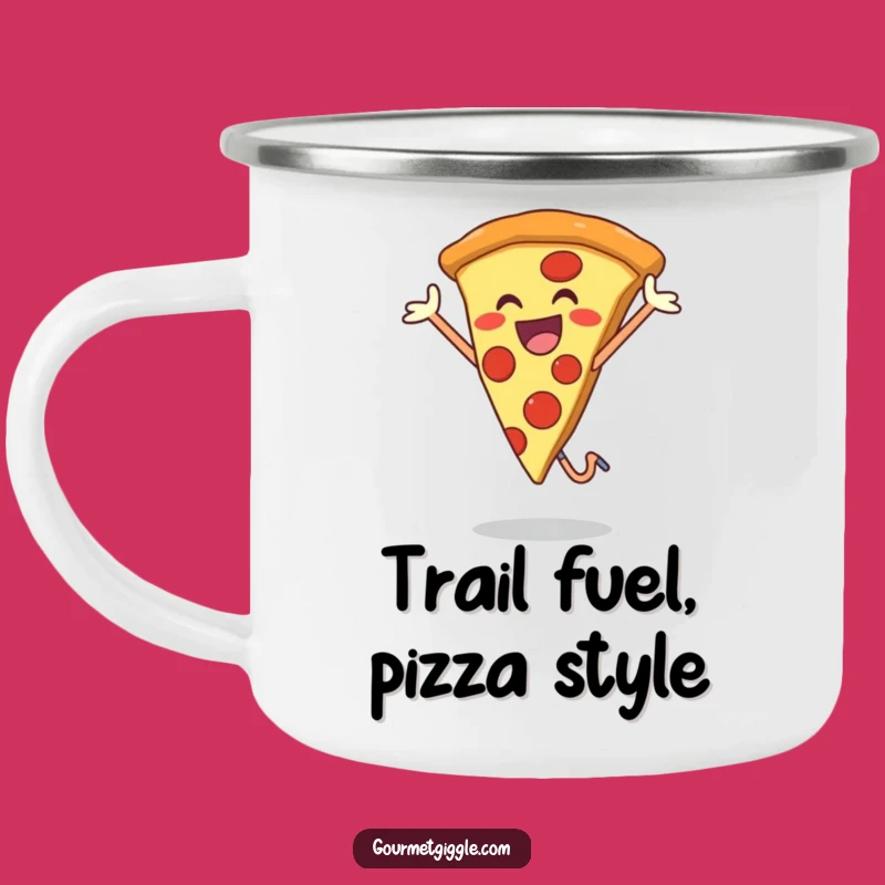 Pizza Jump Enamel Mug - Happy Foodie Outdoor Fun, Great Funny Gift