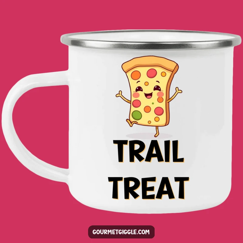 Funny Dancing Pizza Slice Camping Mug: Adventure Ready, Happy Legs, Unique Funny Gift