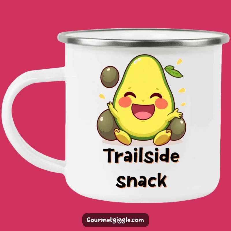 Funny Avocado Juggling Camping Mug: Happy Fruit for Outdoor Fun