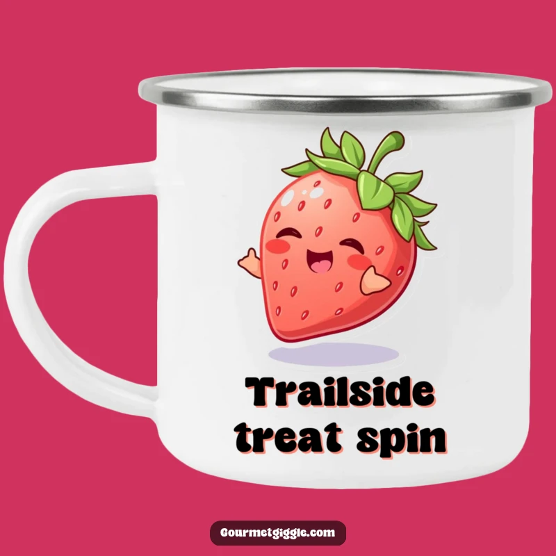 Funny Strawberry Camping Mug: Giggling Fruit, Outdoor Sweetness Gift