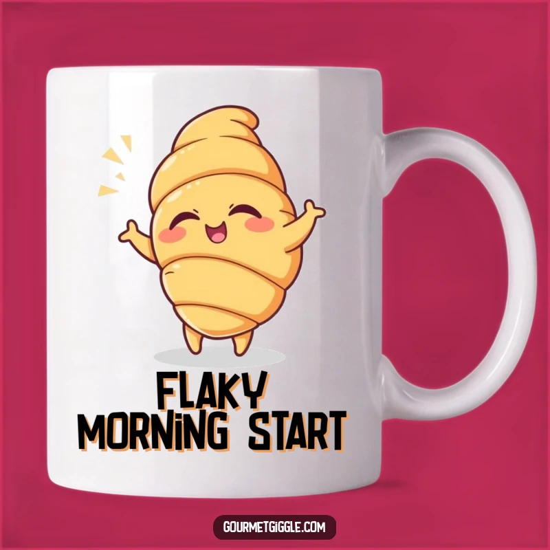 Funny Croissant Mug: Winking Baker, Playful Dance, Breakfast Treat Gift