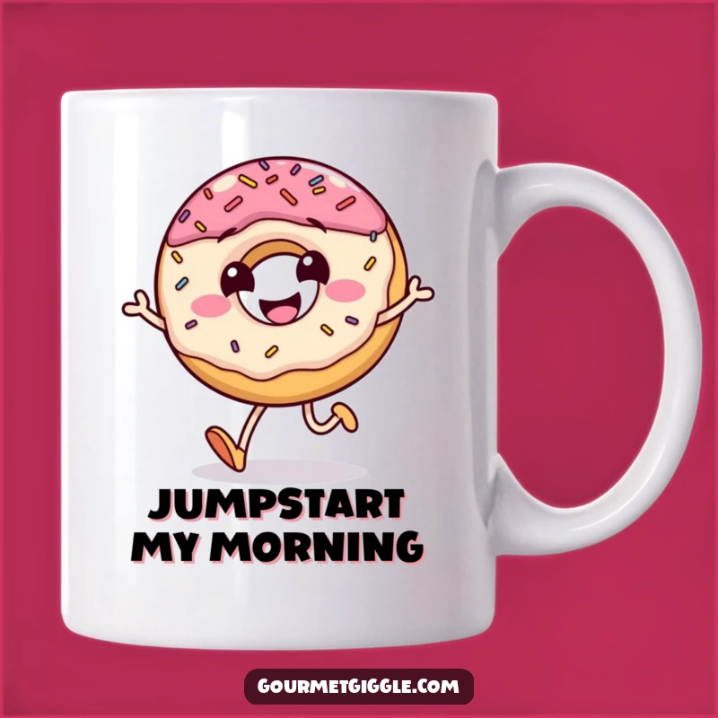 Funny Donut Mug: Sprinkles Jumping Grinning Sweet Treat Humor Gift
