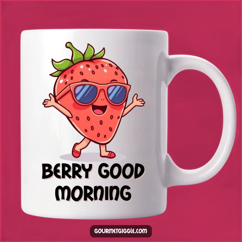 Funny Strawberry Dance Mug - Cheerful Sunglasses Strawberry, Perfect Funny Gift