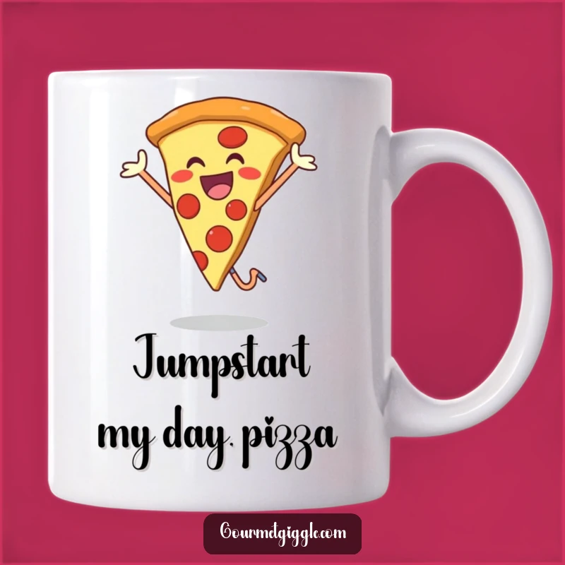 Joyful Pizza Jump Mug - Happy Foodie Fun, Deliciously Funny Gift
