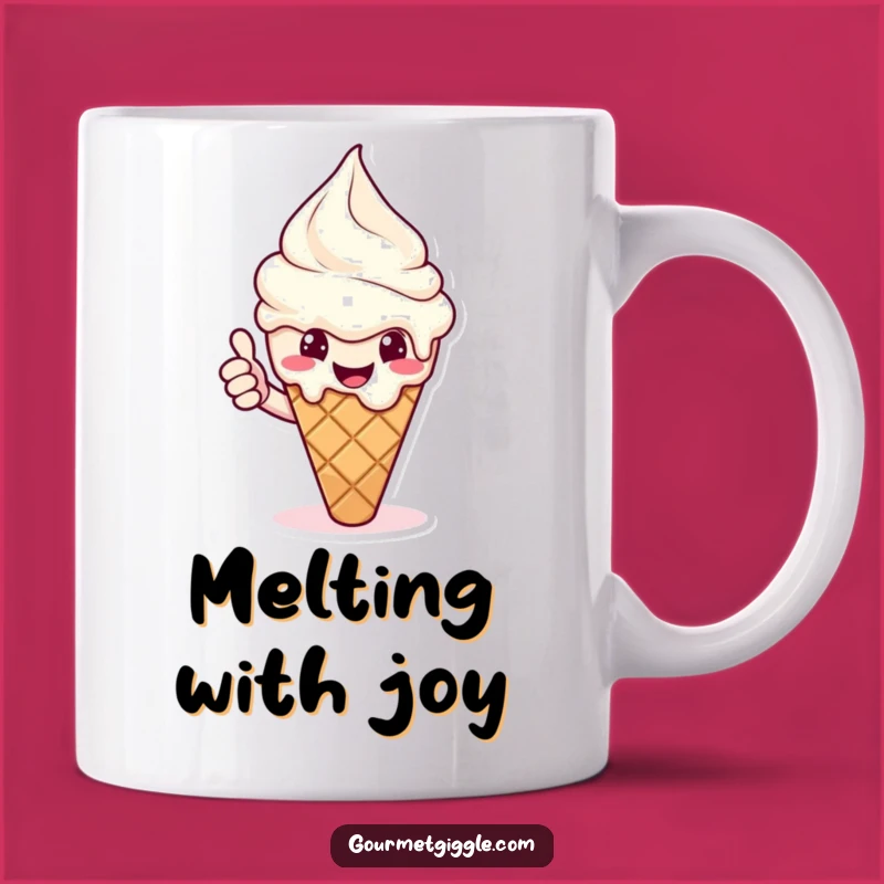 Funny Melting Ice Cream Thumbs Up Mug: Cheerful Sweet Treat