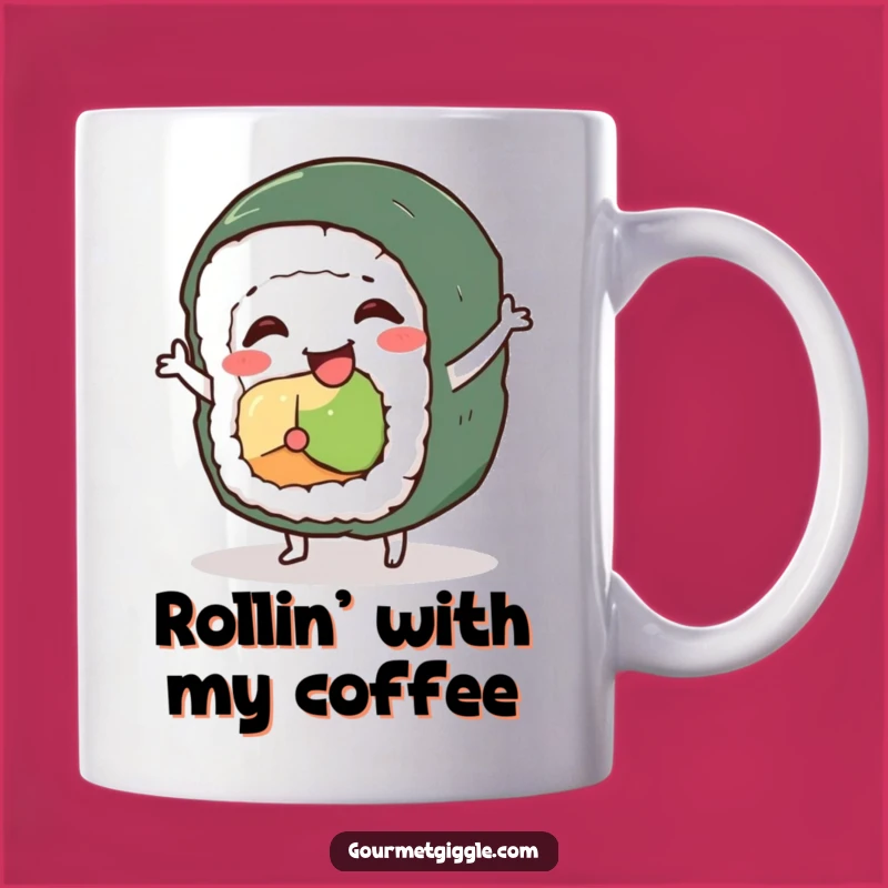 Funny Sushi Dance Mug: Wobbly Roll Character Gift for Food Lovers
