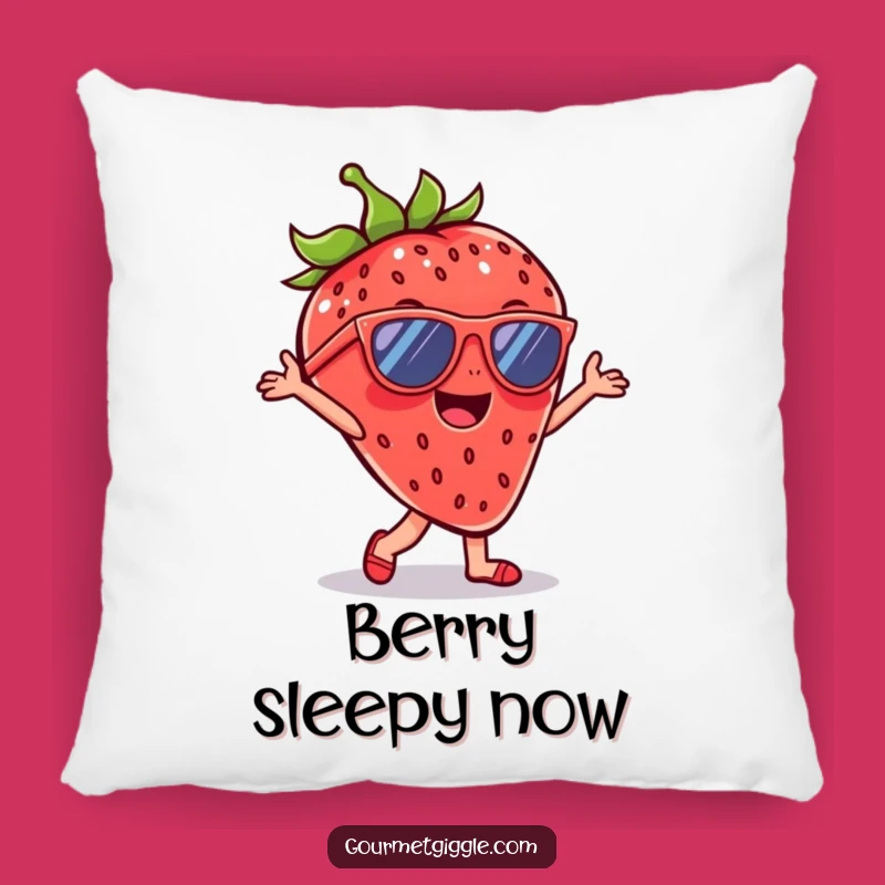 Funny Strawberry Sunglasses Pillow - Cheerful Dancer Comfort, Cute Funny Decor Gift