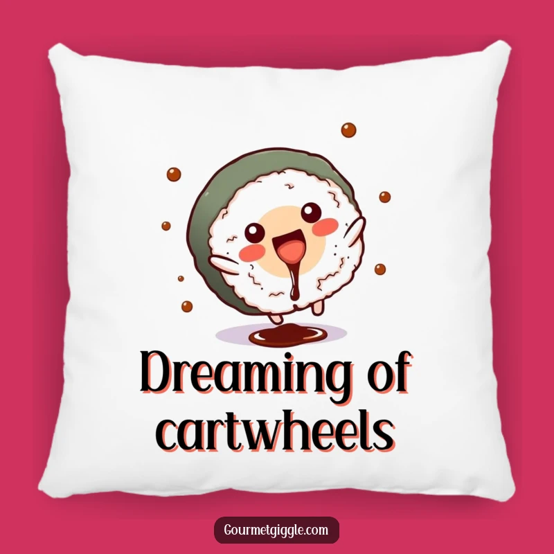 Funny Sushi Roll Cartwheel Pillow: Comfy & Hilarious Japanese Food Accent