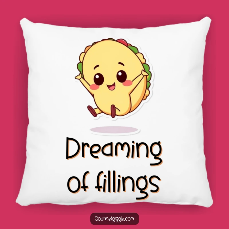 Funny Taco Cartwheel Pillow, Cheerful Food Cushion, Comfy Funny Gift