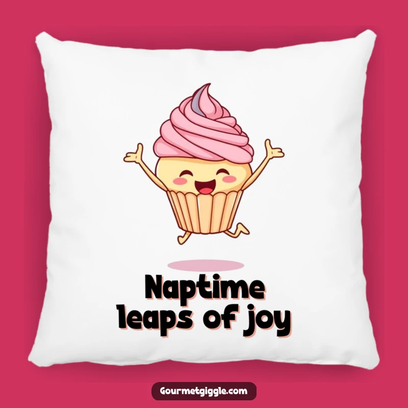 Funny Cupcake Leap Pillow: Comfy & Joyful Dessert Accent Pillow