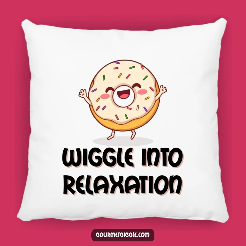 Funny Donut Wiggle Dance Pillow: Cozy Joyful Sprinkle Treat Decor