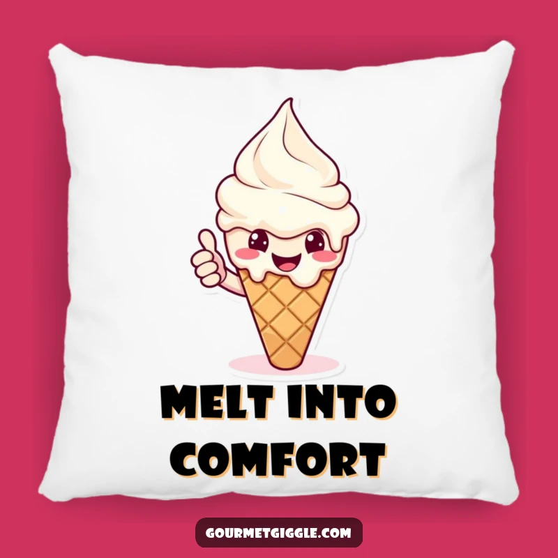 Funny Ice Cream Thumbs Up Pillow: Cozy Comfort with Sweet Cheer