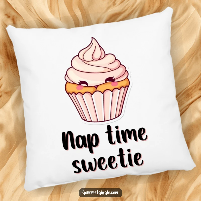 Funny Winking Cupcake Pillow: A soft cushion with a tantalizing cupcake, frosting swirl, and a playful wink for charming comfort.