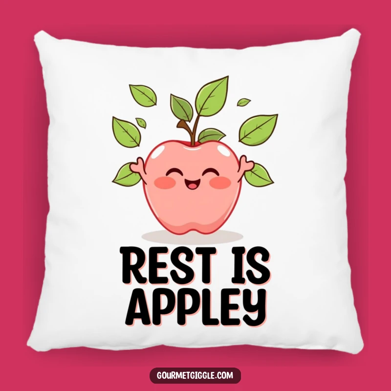Funny Apple Juggling Leaves Pillow: Cozy Up with Fruity Fun