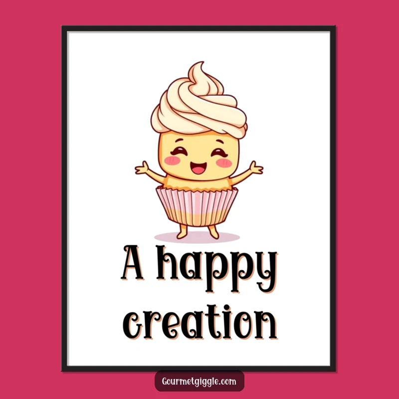Funny Cupcake Digital Art: Dancing Treat for a Cheerful Space