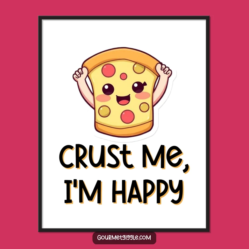 Funny Pizza Slice Digital Print: Smiling Arms High - Instant Cheesy Decor!