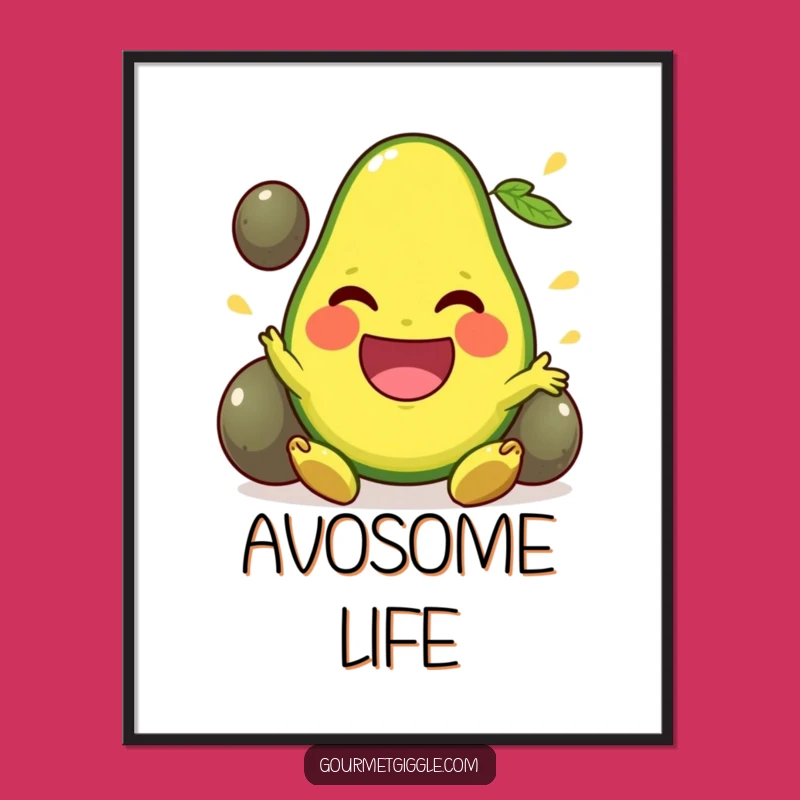 Funny Avocado Juggling Digital Art: Happy Fruit Print for Walls