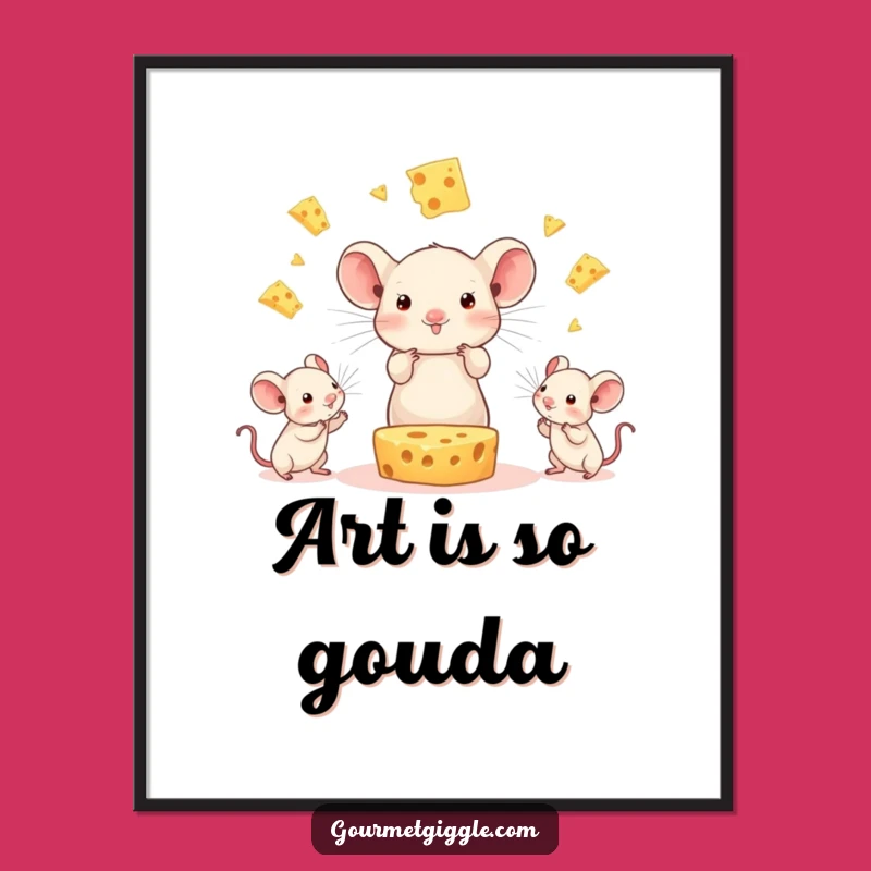 Funny Cheese Juggling Mice Digital Art: Instant Humor for Your Walls