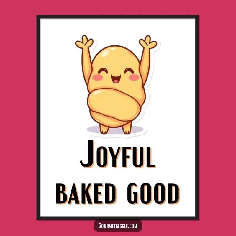 Funny Croissant Cheer Digital Art: Instant Happy Pastry Download