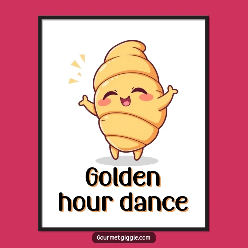 Funny Croissant Digital Art: Winking Dancer, Instant Playful Gift