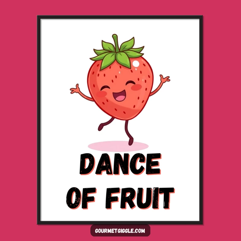 Funny Dancing Strawberry Digital Art - Instant Wall Decor of Joyful Fiesta