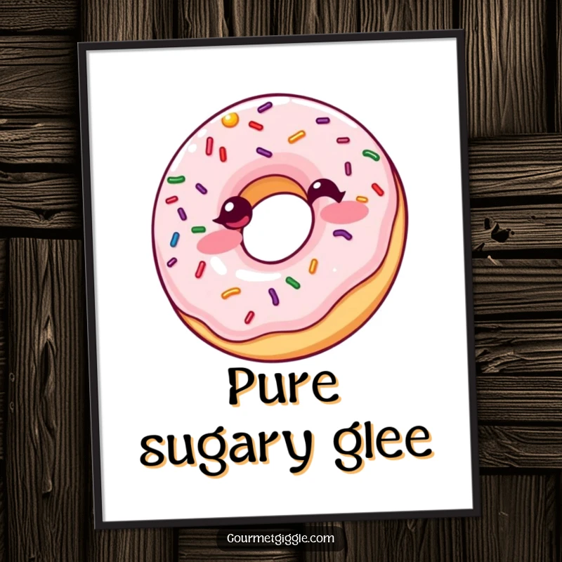 Funny Giggling Donut Digital Art Print: A high-quality image of a giggling donut with bouncing sprinkles, ready for instant download and sweet decor.
