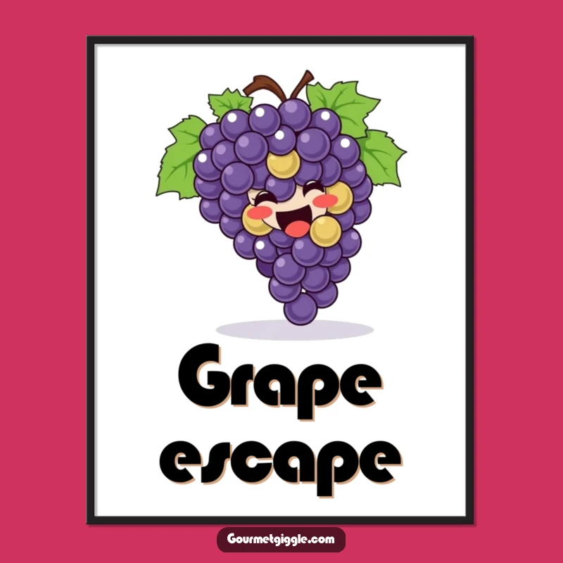 Funny Grapes Rolling Digital Art: Joyful Bunch of Grapes Print for Walls