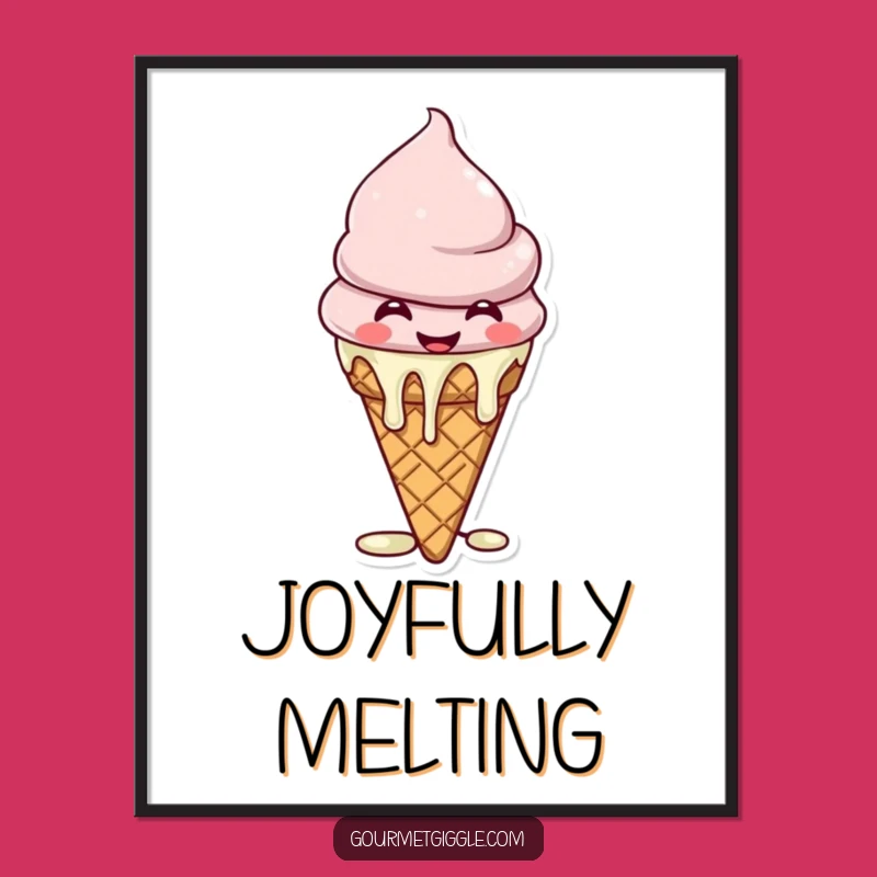 Funny Ice Cream Art Print - Giggling Cone, Instant Sweet Decor Funny Gift