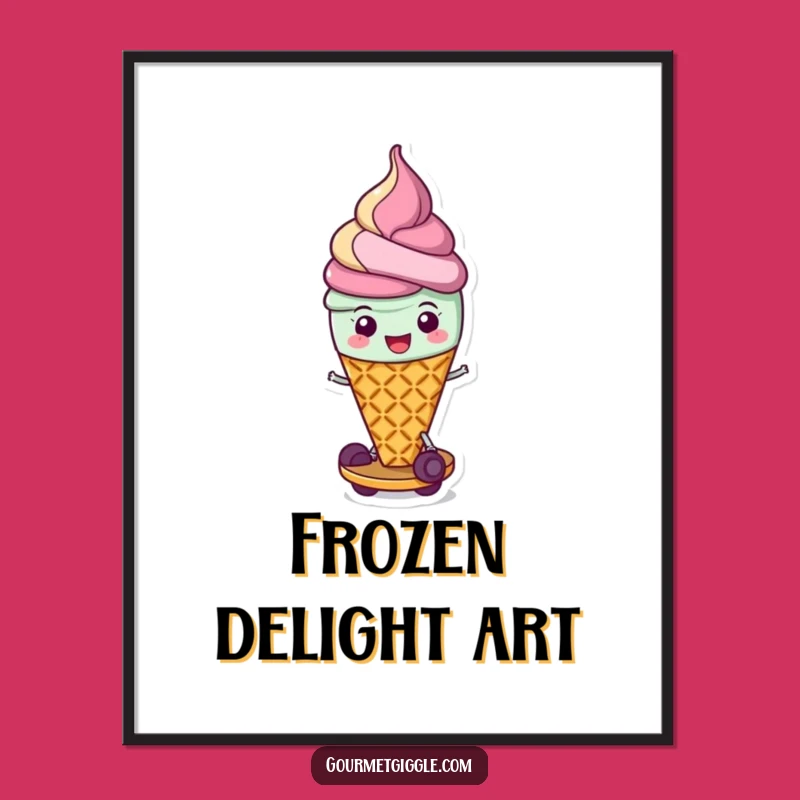 Funny Ice Cream Cone Digital Art Print, Instant Sweet Decor for Your Walls