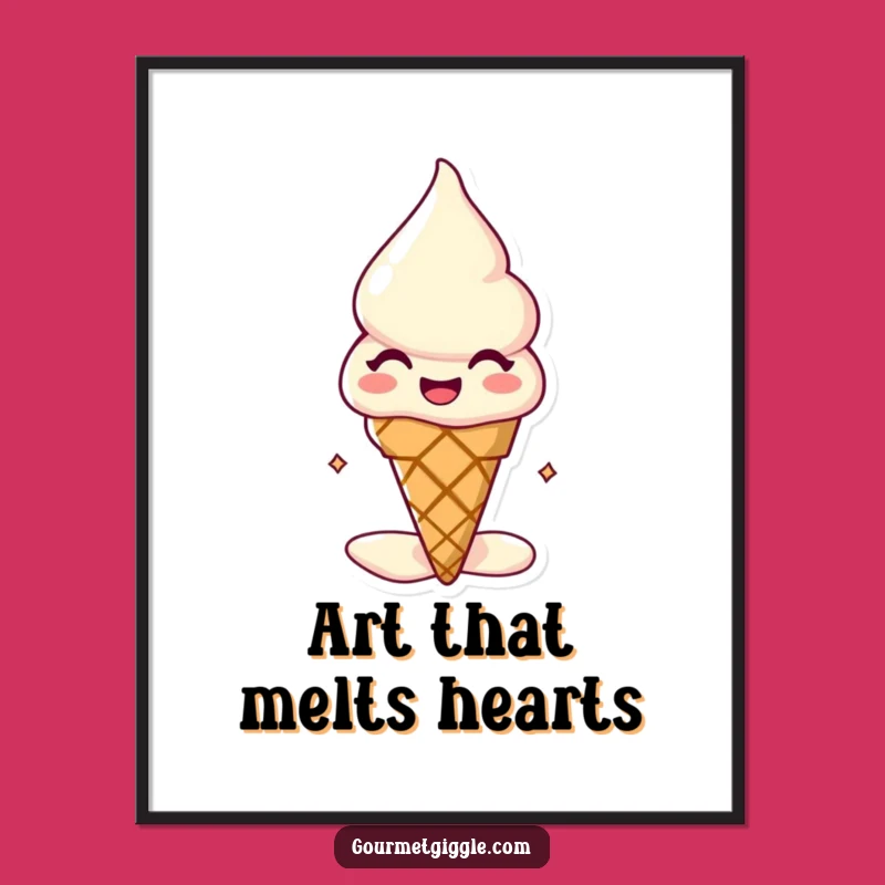Funny Melting Ice Cream Cone Digital Art: Decorate with Delightful Humor and Sweet Vibes