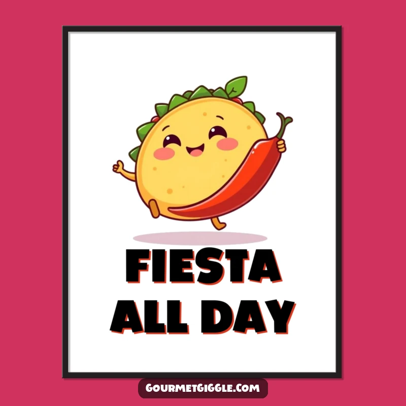 Funny Taco & Chili Digital Art: Fiesta Dance - Printable Gift