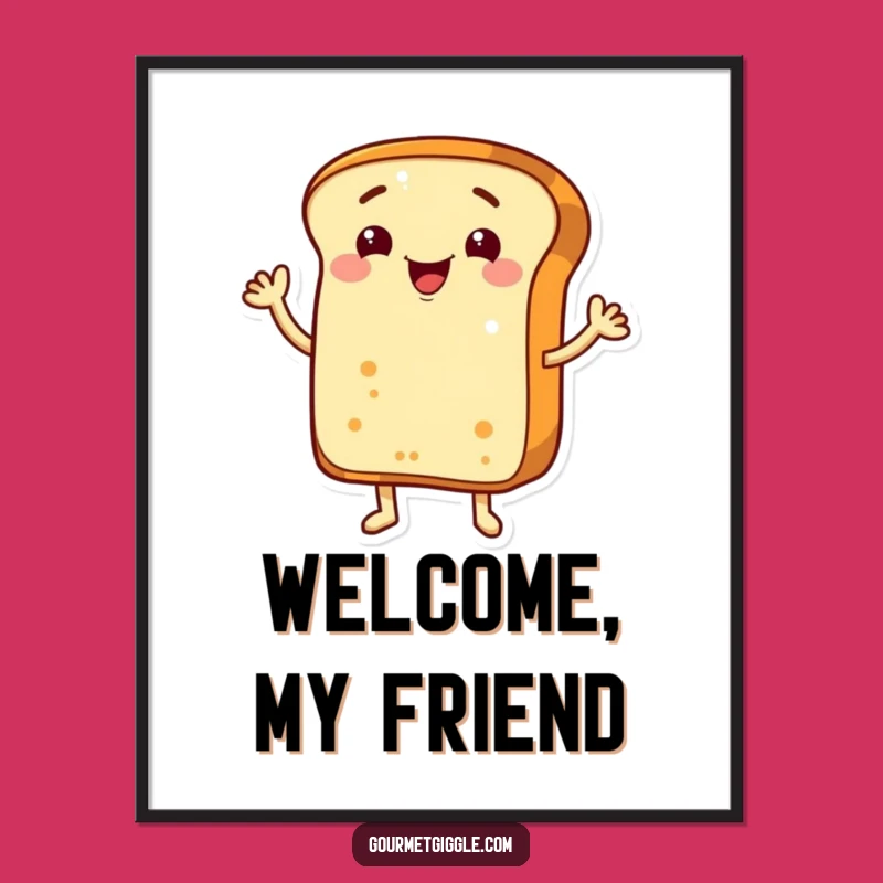 Funny Waving Bread Loaf Digital Print - Playful Baked Art for Instant Cheer