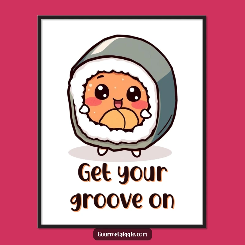 Funny Dancing Sushi Roll Digital Print - Delighted Foodie Art for Instant Cheer