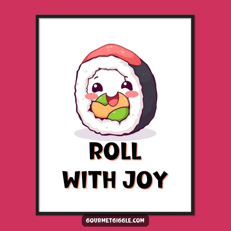 Funny Sushi Roll Digital Art: Printable Joyful Roll for Instant Cheer!